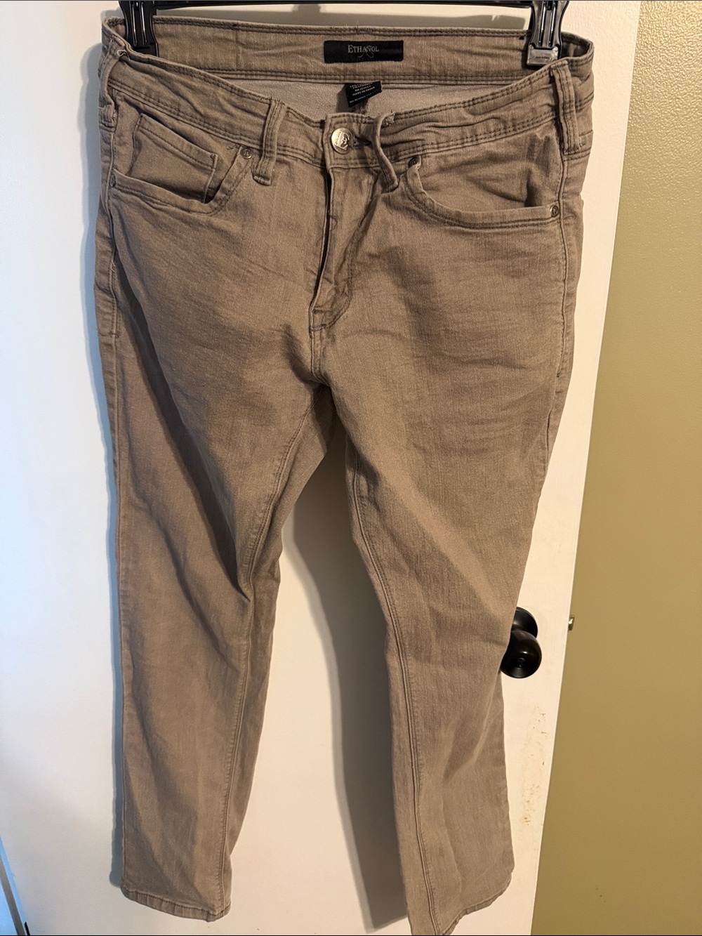 Ethanol Beige Straight-Leg Pants khaki denim